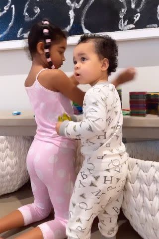 Khloe Kardashian and Daughter True Thompson Twin in Cute Pajamas