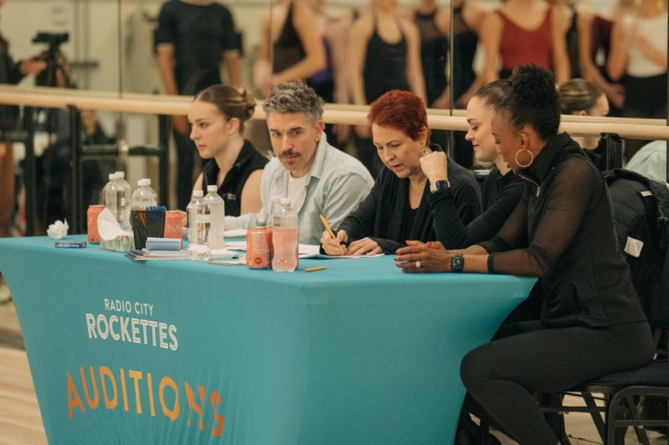 Branam, Morgan, LaBarr and other choreographers sit at a table as they watched and graded dancers four at a time to see who would make it to the next round. Jeenah Moon for NY Post