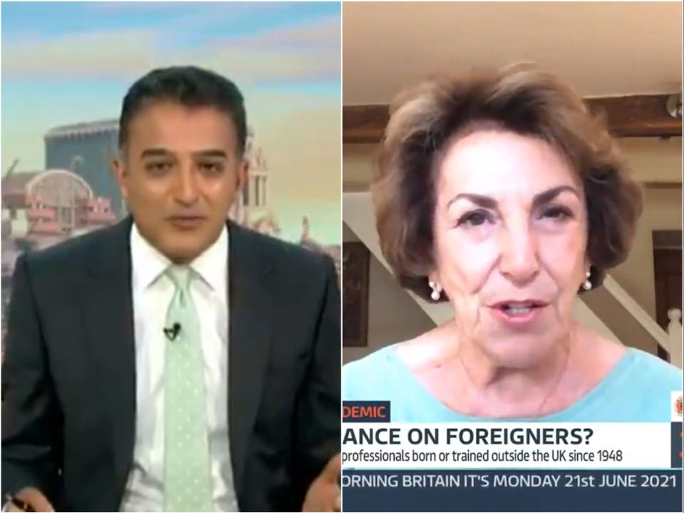 Adil Ray (left) and Edwina Currie (right) as seen on Good Morning Britain (ITV)