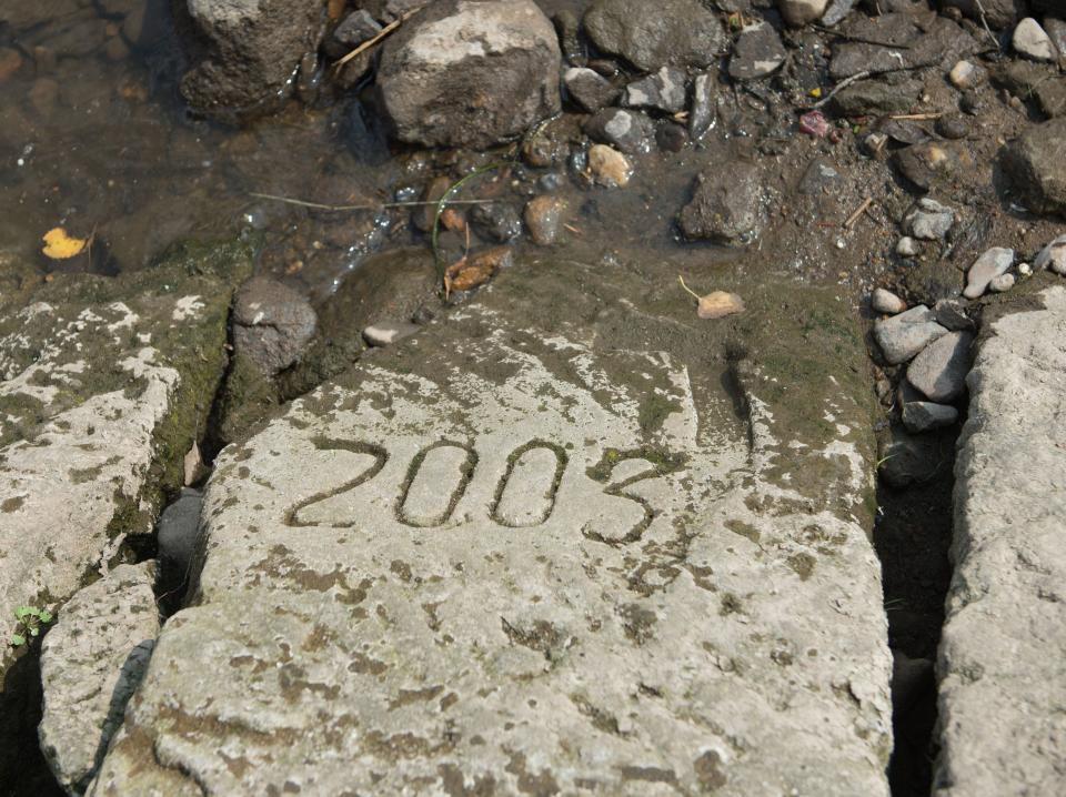 Another stone on the banks of the river Elbe was marked during low water levels in 2003.