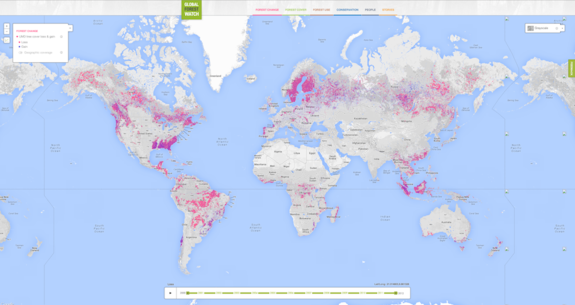 Global Forest Watch, launched Feb. 20, 2014, provides a near real-time update of forest loss around the globe. [Read more about the Global Forest Watch website]