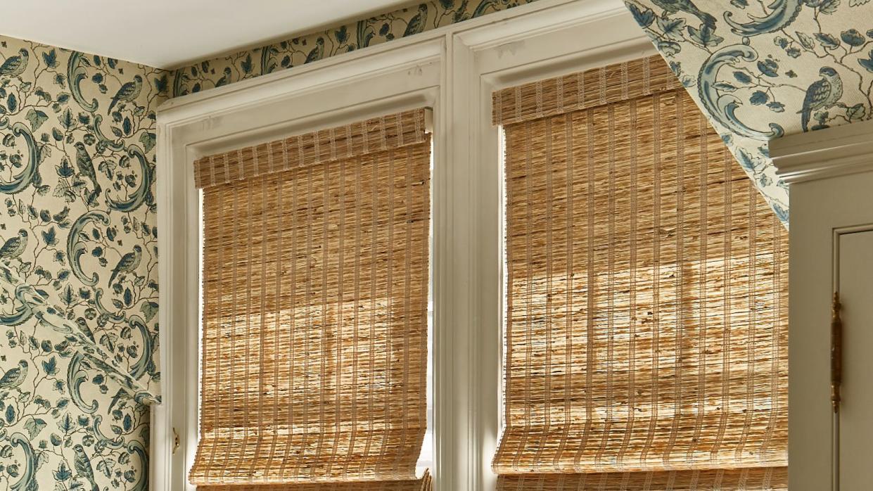 hunter douglas woven wood shades in parker bowie larson's home office
