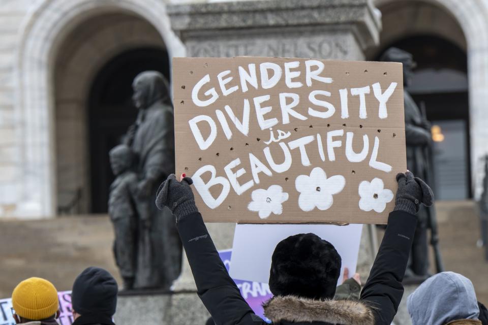 A sign saying, "Gender diversity is beautiful"