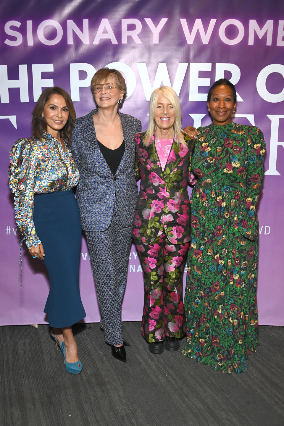 BEVERLY HILLS, CALIFORNIA - MARCH 06: Angella Nazarian, Sharon Stone, Lili Bosse and Nicole Avant attend the Visionary Women's International Women's Day Summit at Beverly Wilshire, A Four Seasons Hotel on March 06, 2024 in Beverly Hills, California. (Photo by Araya Doheny/Getty Images for Visionary Women)