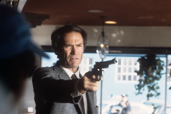 <p>After a brief hiatus, the <em>Dirty Harry </em>franchise continued with <em>Sudden Impact</em>. Eastwood directed and starred in the film, alongside his girlfriend, Locke.</p>