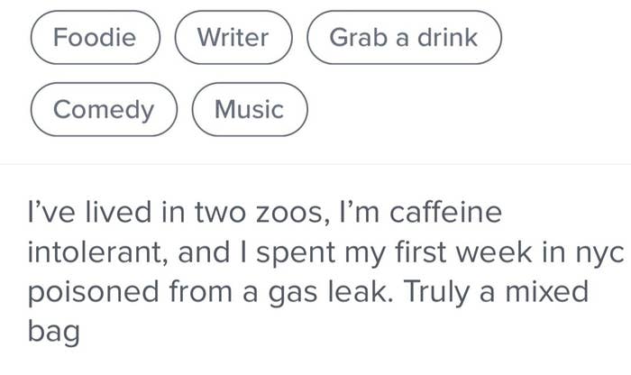 tinder bio screenshotted