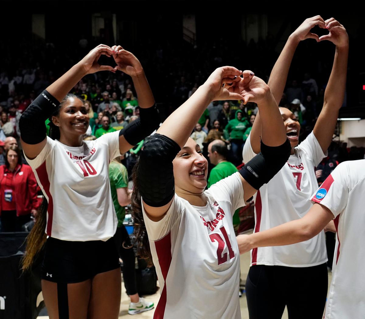 What channel is Wisconsin vs. Oregon on Saturday in the NCAA volleyball