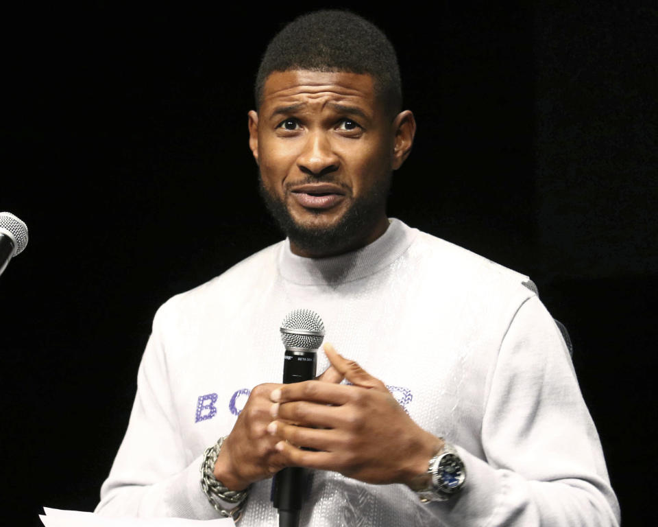 Usher participates in the Global Citizens "Global Goal Live: The Possible Dream" press conference at St. Ann's Warehouse on Thursday, Sept. 26, 2019, in New York. (Photo by Greg Allen/Invision/AP)