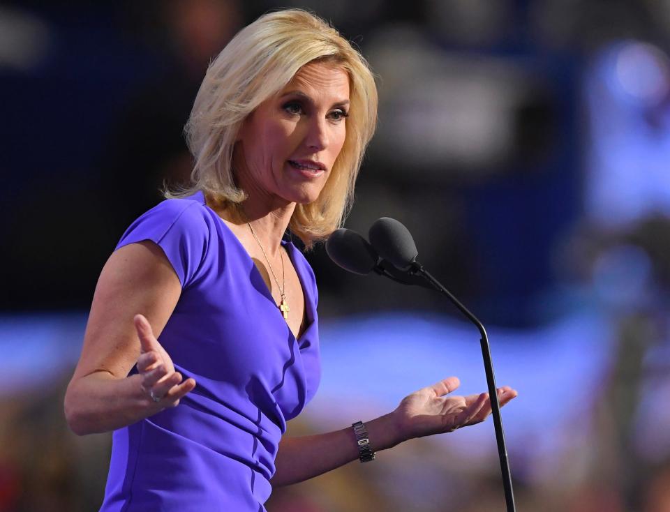 Conservative political commentator Laura Ingraham speaks during the third day of the Republican National Convention in Cleveland in 2016.