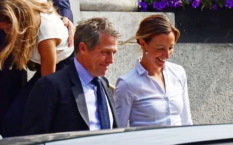 Hugh Grant married Swedish retail director Anna Eberstein in London - Credit: DASA