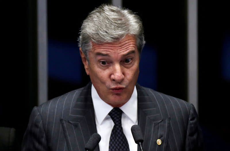 FILE PHOTO: Senator Collor de Mello speaks during a vote session on the impeachment of President Dilma Rousseff in Brasilia