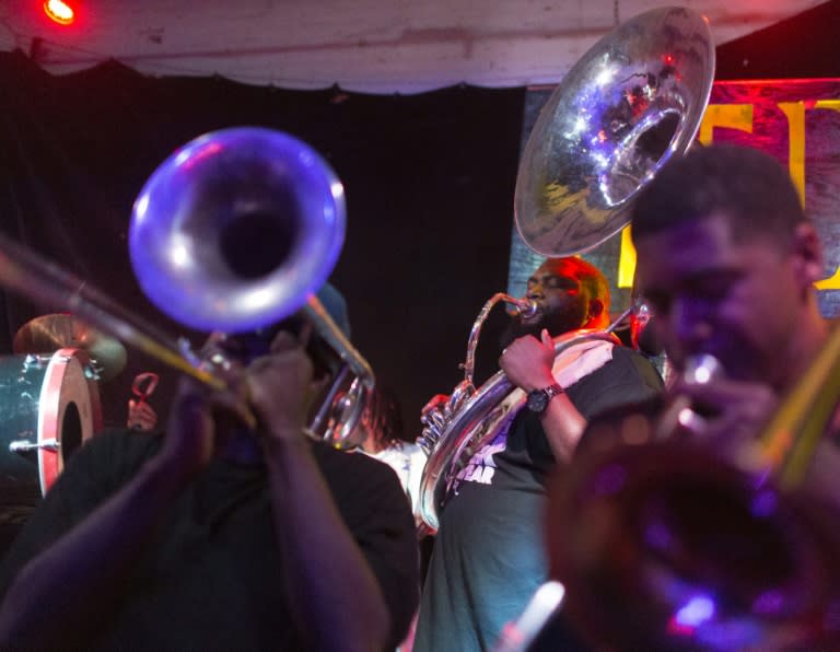 The Hot 8 Brass Band performs at the Howling Wolf in New Orleans, Louisiana as the city regains its vibrancy ten years after Hurricane Katrina