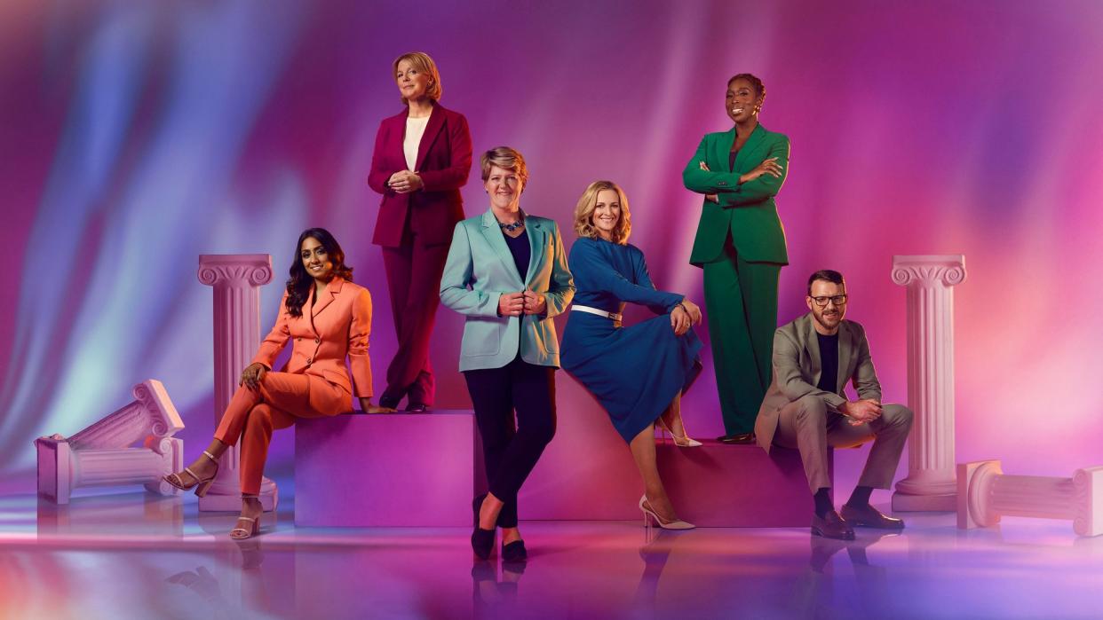 Paris 2024 Olympics presenters Isa Guha, Hazel Irvine, Clare Balding, Gabby Logan, Jeanette Kwakye, JJ Chalmers