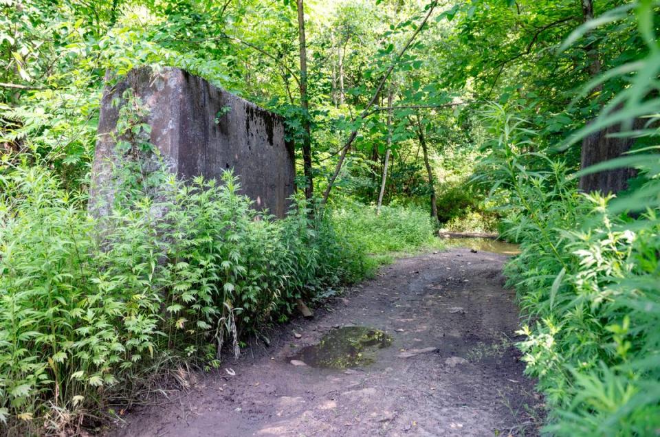 Old tipples from the coal cars at the brickyard now lead to an ATV trail in Orviston on Wednesday, July 3, 2024.