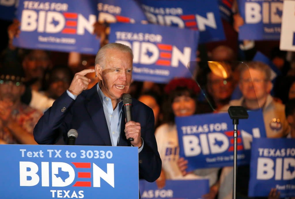 Former VP speaks during a campaign event in Dallas, Texas, on 2 March (Getty Images)