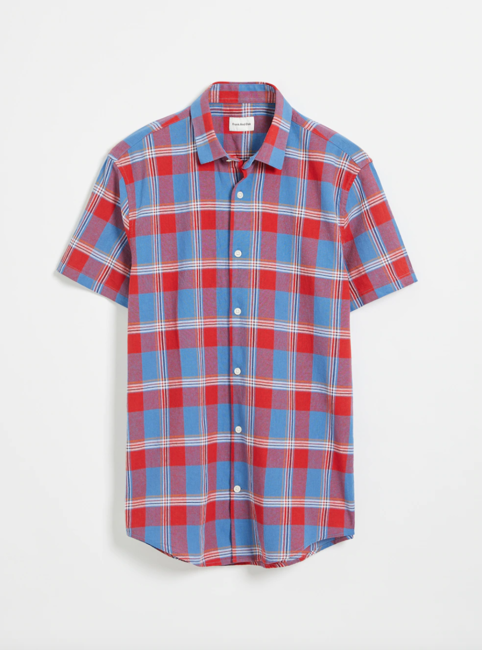 Short-Sleeved Summer Oxford Tartan Shirt in Red.