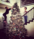 <p>It looks like Kelly and Sharon Osbourne take their tree trimming very seriously! The youngest child of Sharon and Ozzy captioned this pic: “Me & Mumma decorating the [Christmas tree emoji].” (Photo: <a rel="nofollow noopener" href="https://www.instagram.com/p/BNGlbPUBjJ4/" target="_blank" data-ylk="slk:Instagram;elm:context_link;itc:0;sec:content-canvas" class="link ">Instagram</a>) </p>