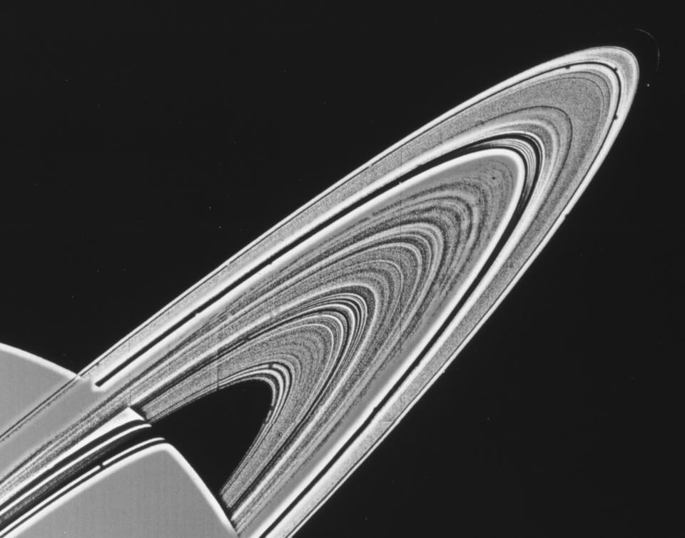Voyager 1 image showing two mosaic rings of the planet Saturn, 1980. (Photo by Smith Collection/Gado/Getty Images)