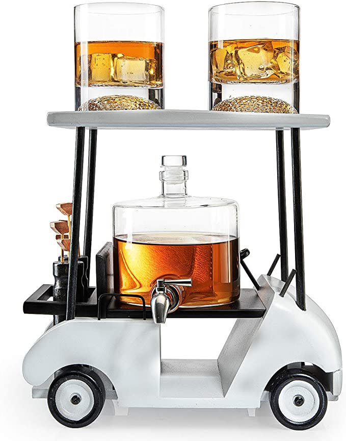 Golf Decanter and Whiskey Glasses