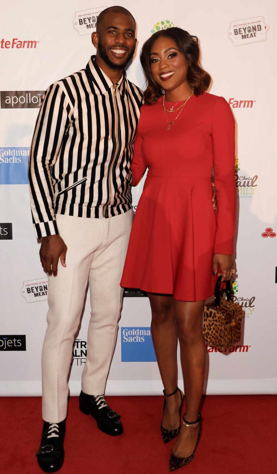 Chris Paul and Jada Crawley arrive at the Chris Paul Family Foundation's "Celebrity Server" Fundraiser at Mastro's Steakhouse on October 28, 2018 in Houston, Texas