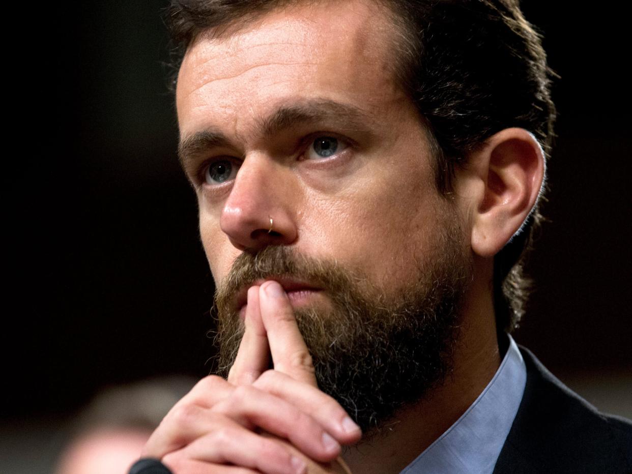 Twitter CEO Jack Dorsey testifies before the Senate Intelligence Committee hearing on 'Foreign Influence Operations and Their Use of Social Media Platforms' on Capitol Hill, Wednesday, Sept. 5, 2018, in Washington. (AP Photo/Jose Luis Magana)