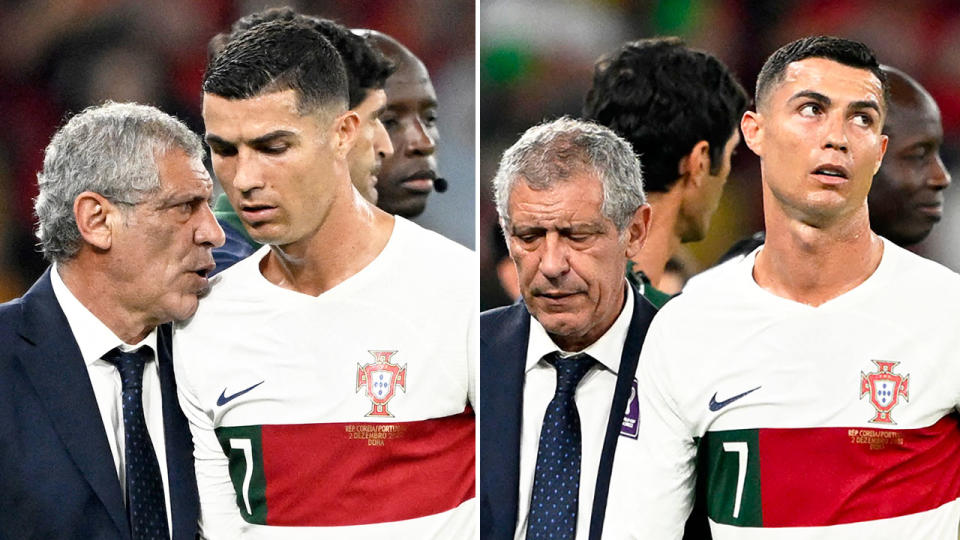 Pictured here, Portugal captain Cristiano Ronaldo is substituted in the second half of his side's World Cup group stage defeat to South Korea. 