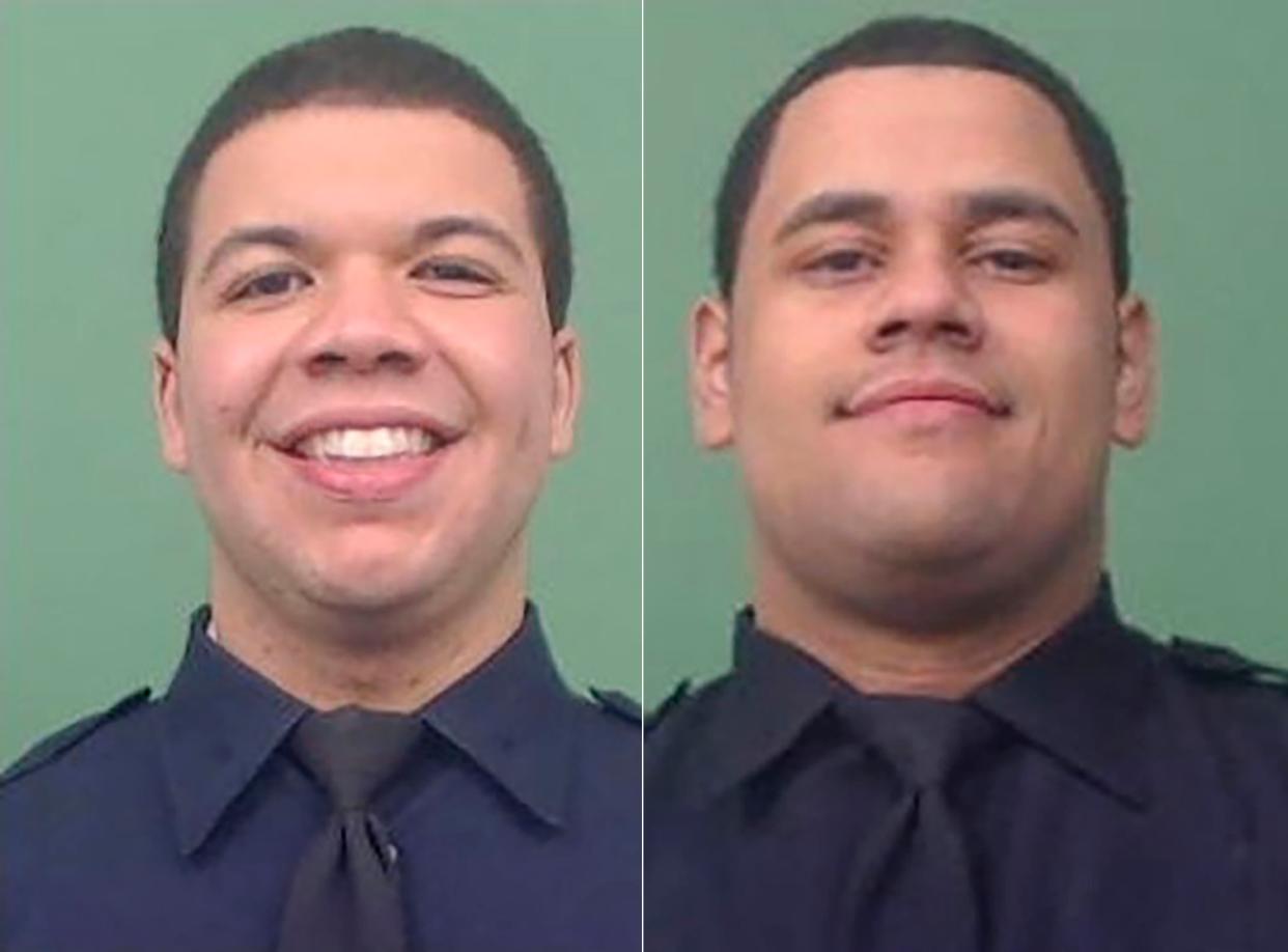 NYPD Officer Jason Rivera (left) and NYPD Officer Wilbert Mora (right)