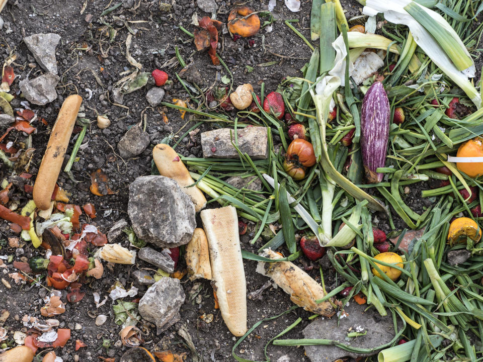 Discarded food on the ground