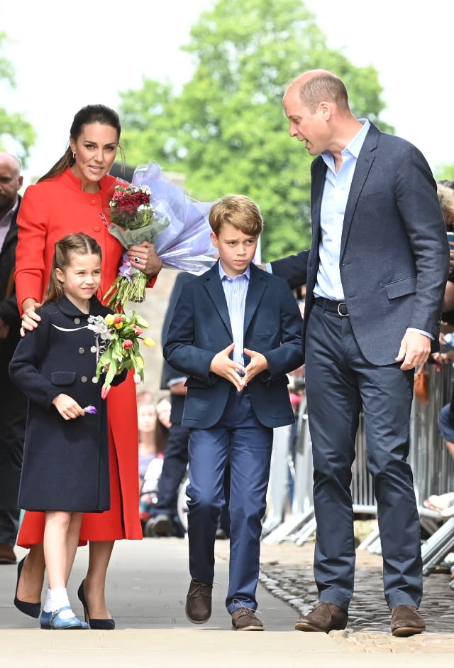 Kate Middleton, Princess Charlotte, Prince George, and Prince William visit Cardiff Castle in Wales during the Platinum Jubilee - Credit: Mirrorppix / MEGA.