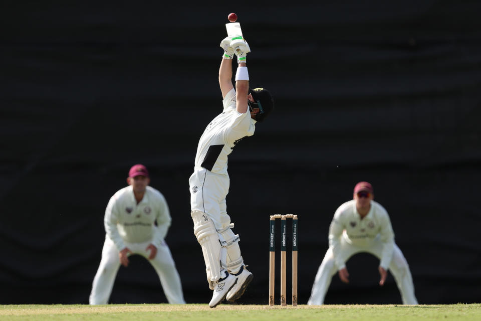 PERTH, AUSTRALIA - OCTOBER 08: Josh Inglis of Western Australia bats during day one of the Sheffield Shield match between Western Australia and Queensland at the WACA Ground, on October 08, 2024, in Perth, Australia. (Photo by Paul Kane/Getty Images)