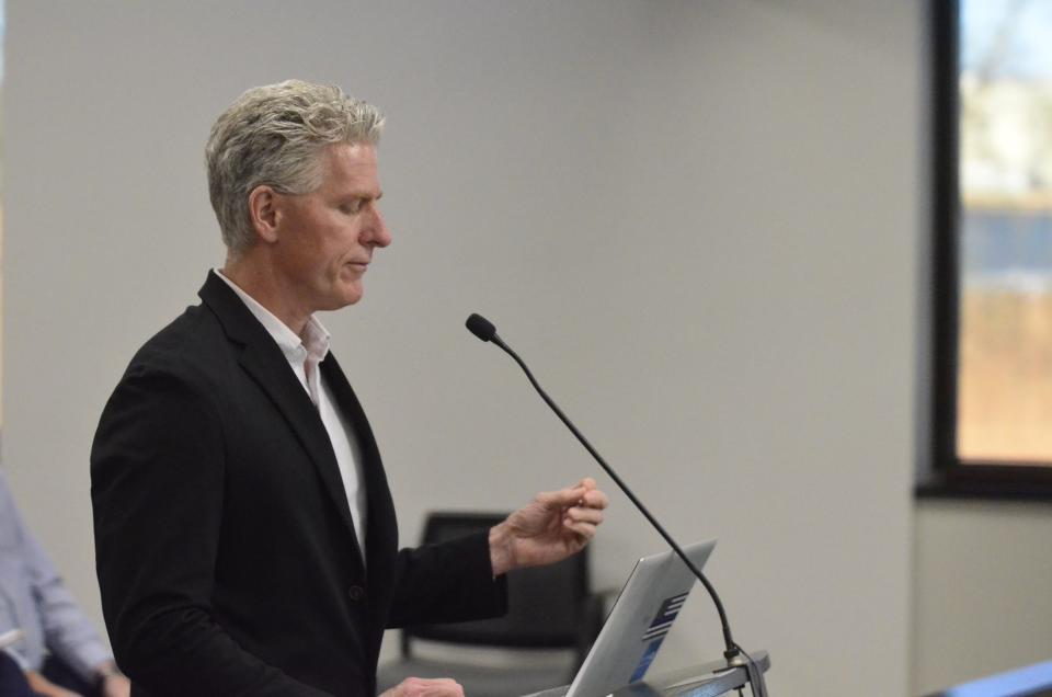 Brian Stumpf, owner of 11th Street Development based in Indianapolis, proposes a new housing development off South 37th Street on the east side of Richmond at Monday night's Richmond Common Council meeting, April 15, 2024.