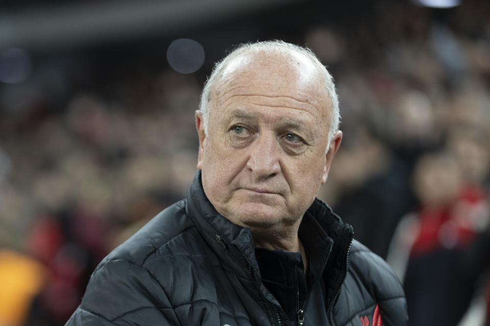 Coach Luiz Felipe Scolari of Brazil's Athletico Paranaense looks on prior to a Copa Libertadores semifinal first leg soccer match against Brazil's Palmeiras in Curitiba, Brazil, Tuesday, Aug. 30, 2022. (AP Photo/Liamara Polli)