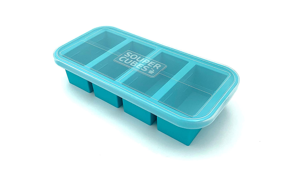 blue ice cube tray