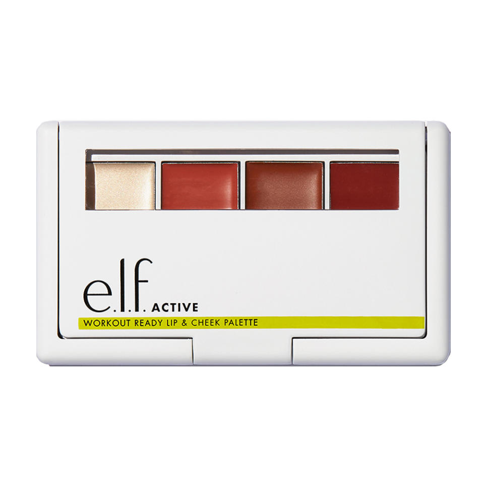 The E.l.f. Active Workout Ready Lip & Cheek Palette has highlighter and blush combos that were made for your next workout. (Photo: e.l.f.)