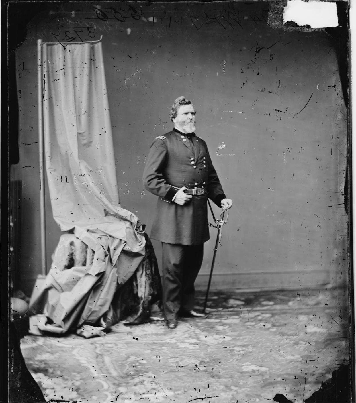 Maj. Gen. George H. Thomas, who fought for the Union army during the Civil War, stands in uniform for a photo. <a href="https://www.gettyimages.com/detail/news-photo/general-george-h-thomas-u-s-a-between-1860-and-1875-artist-news-photo/1410616141?adppopup=true" rel="nofollow noopener" target="_blank" data-ylk="slk:Heritage Images/ Hulton Archive;elm:context_link;itc:0;sec:content-canvas" class="link ">Heritage Images/ Hulton Archive</a>