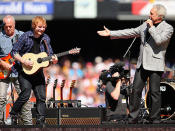 Ed Sheeran and Tom Jones provide the pre-match entertainment.