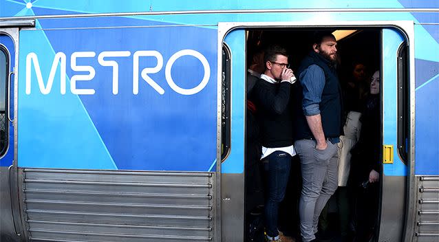 Peak hour commuters cram into a city loop train at Newmarket Station ahead of a train strike in Melbourne in September, 2015. Photo: AAP