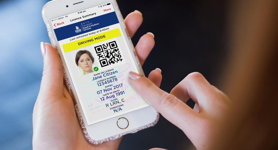 A look at the new NSW digital licence on a smartphone. 