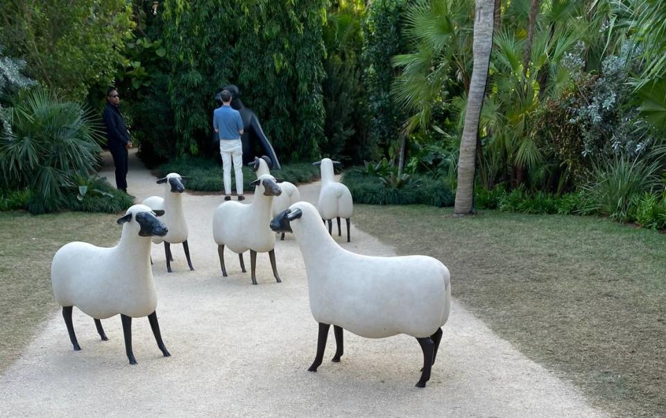 In the Raleigh Garden: sheep and other creatures by Lalanne.