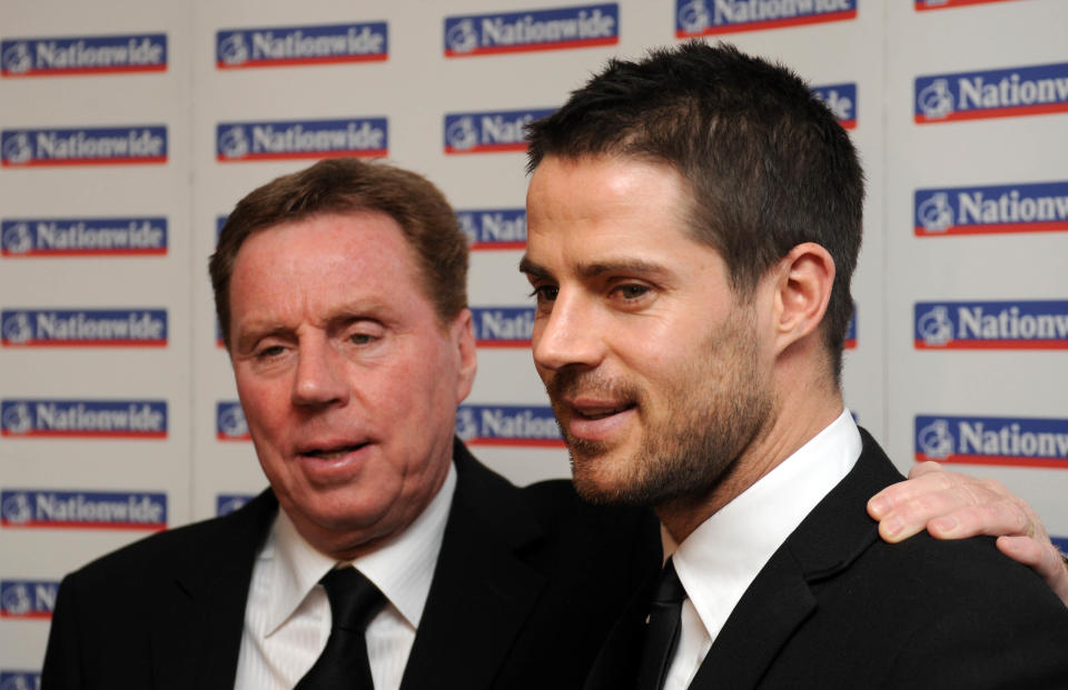 Harry Redknapp, left and his son Jamie at the HMV Football Extravaganza at the Grosvenor House Hotel, London.   (Photo by Ian West - PA Images/PA Images via Getty Images)