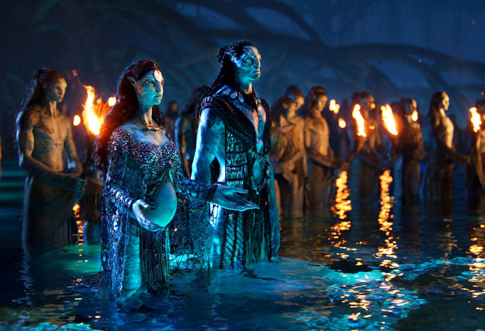 Ronal (Kate Winslet) and Tonowari (Cliff Curtis) in 'Avatar: The Way of Water.'