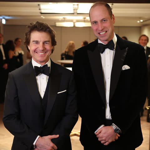 <p>Daniel Leal - WPA Pool/Getty</p> Tom Cruise and Prince William at the London Air Ambulance Charity Gala on Feb. 7, 2024