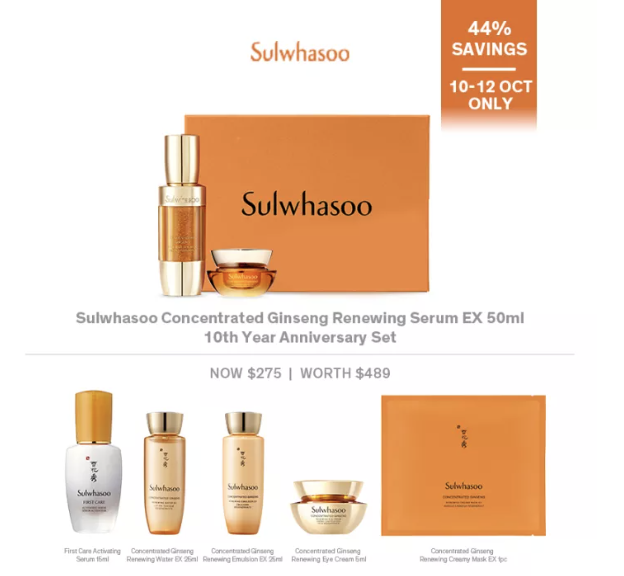 [New] Sulwhasoo 10th Anniversary Concentrated Ginseng Renewing Set (worth S$489). PHOTO: Lazada