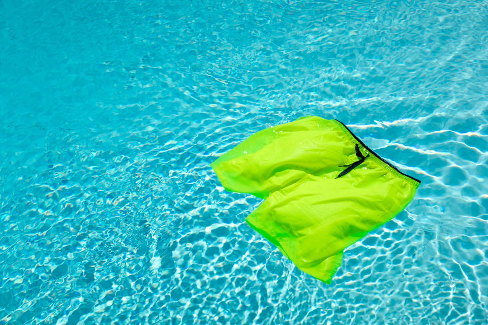 short floating in the pool