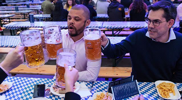 Men enjoy a drink at Oktoberfest 2017. Source: Getty Images