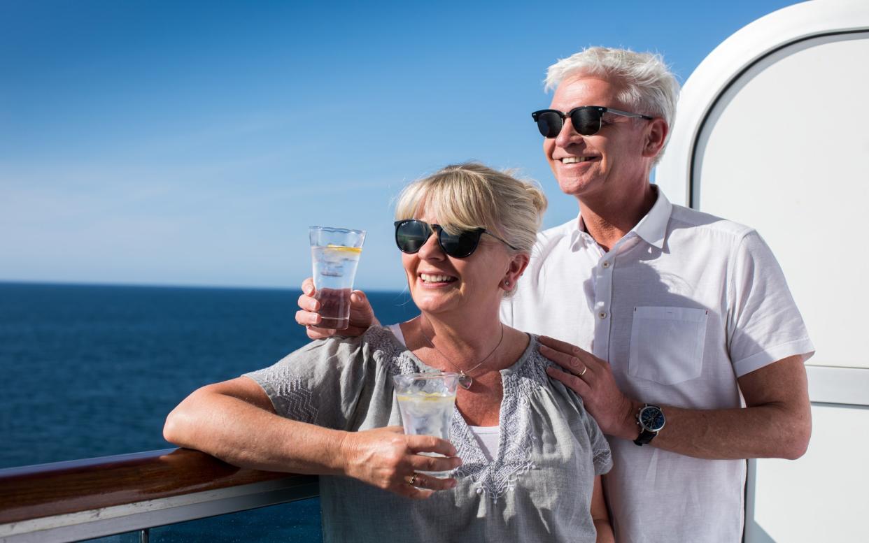 Phillip Schofield and his wife Steph take in the sea views