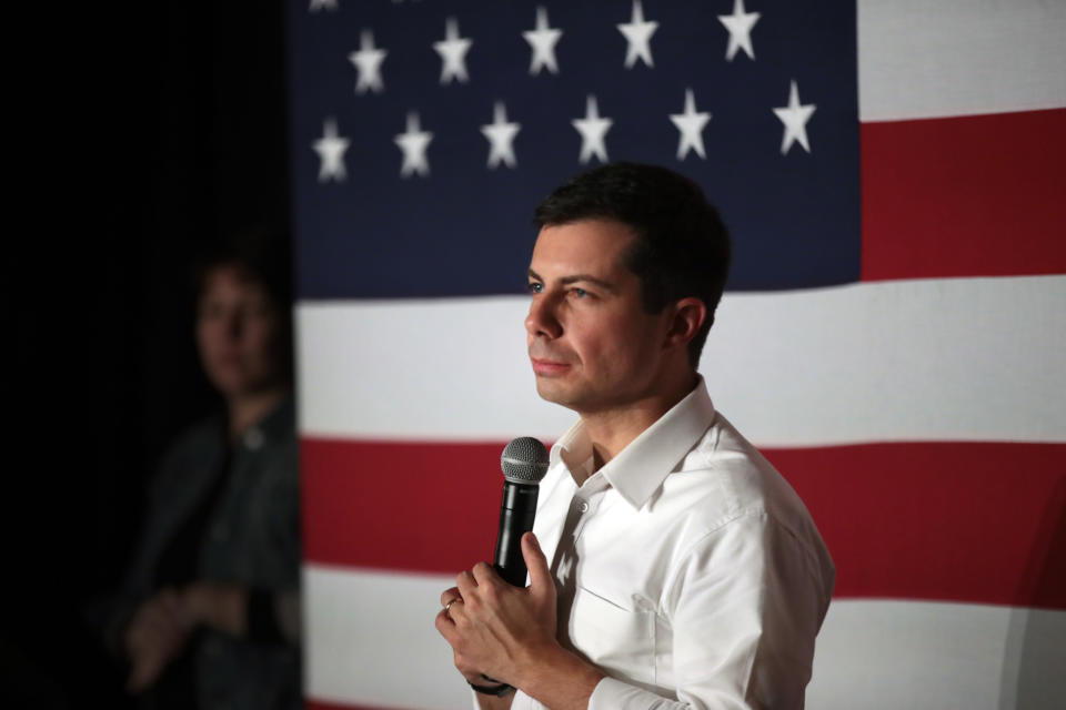 Democratic presidential candidate South Bend, Indiana Mayor Pete Buttigieg speaks to guests during a campaign rally at the Elks Lodge on Nov. 3, 2019 in Charles City, Iowa. (Photo: Scott Olson/Getty Images)