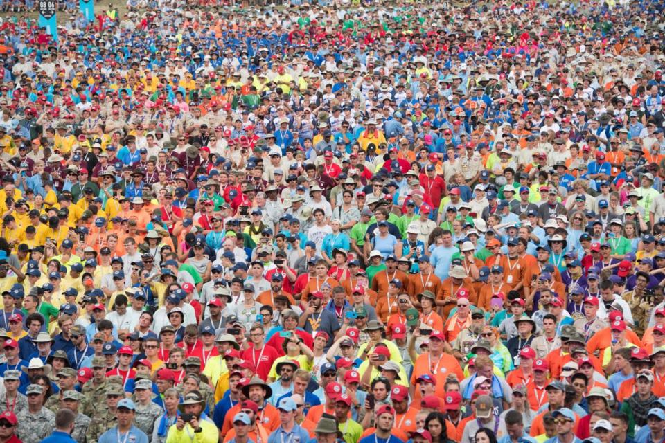 Thousands of boy Scouts listen as US President Donald Trump gives his speech (AFP)