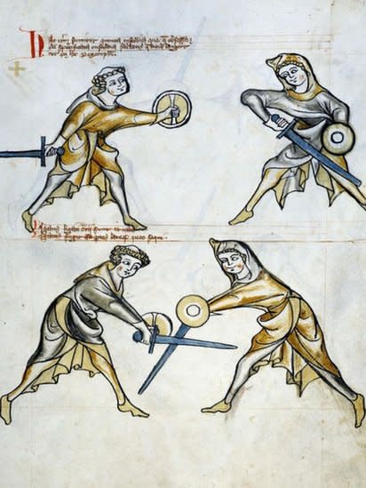 Ilustração de mulher lutando no livro MS I.33