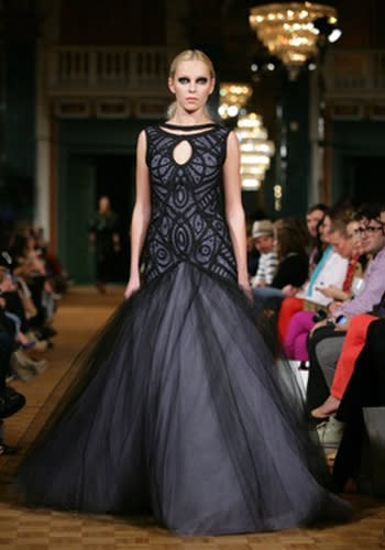 Baroque Glamour Black Macramé Dress